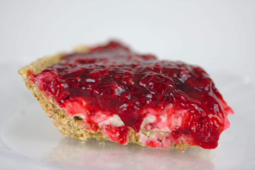 raspberry pretzel pie slice